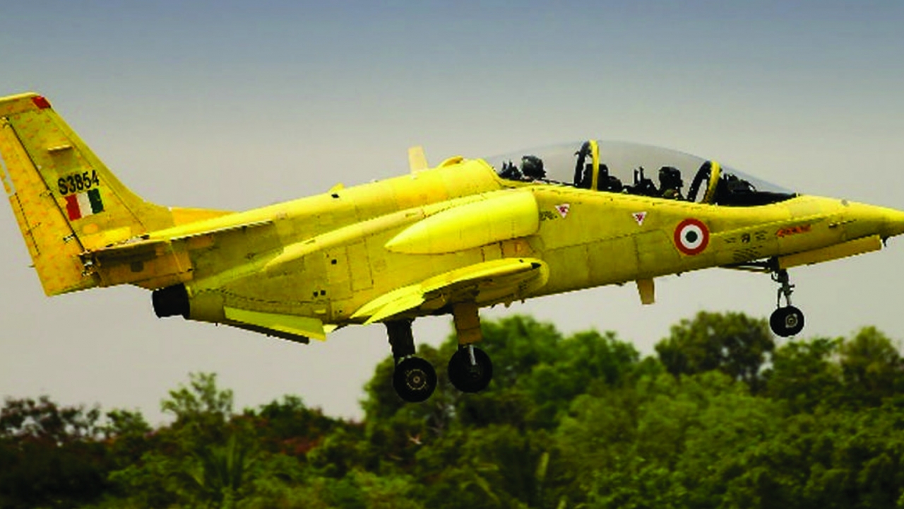 The Indian jet trainer on take off