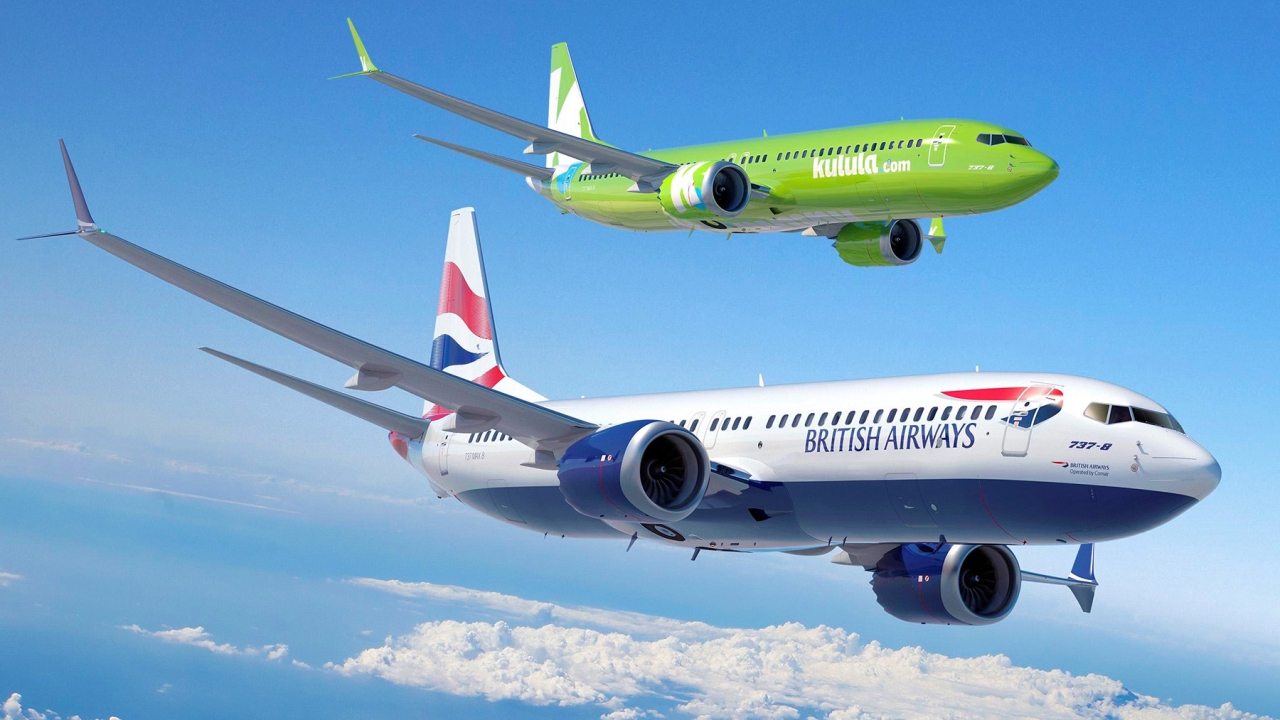 Showing a BA liveried comair aircraft and a Kulula aircraft