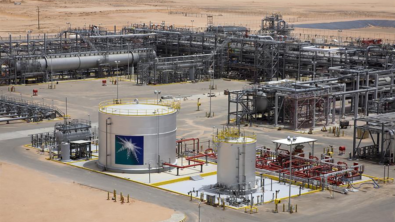 Aerial view of Aramco oil depot