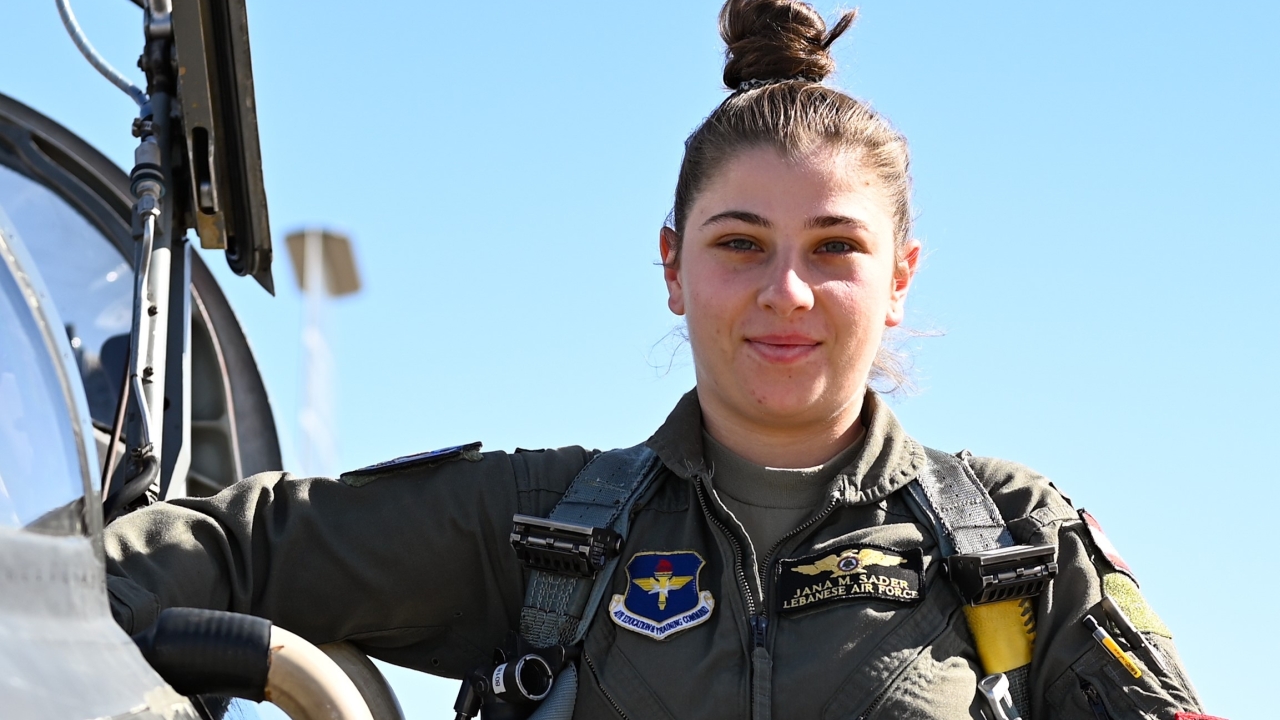 The first Lebanese female fighter pilot, second lieutenant Jana Sader