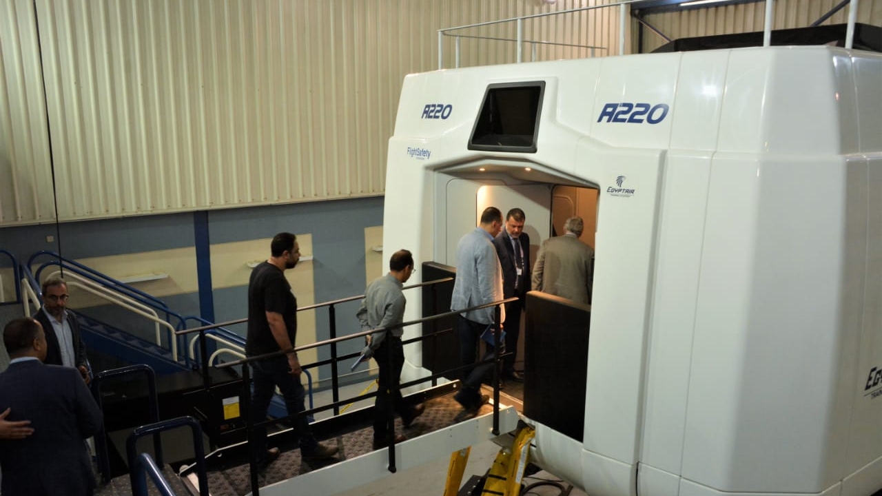 Delegation step aboard the EgyptAir A220 simulator