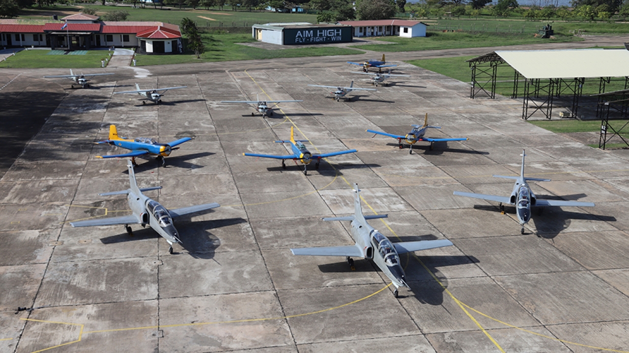 Pic of No 1 squadron of SLAF outside hangar